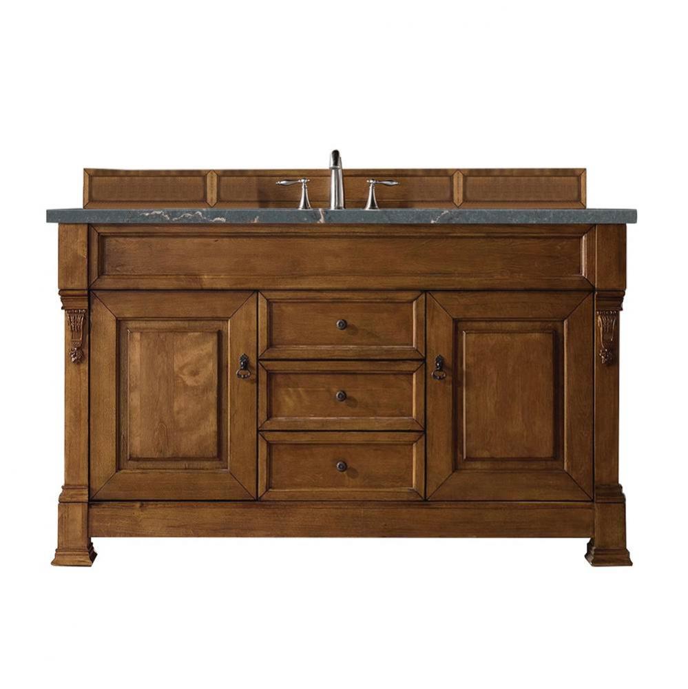 Brookfield 60&apos;&apos; Single Vanity, Country Oak w/ 3 CM Parisien Bleu Quartz Top