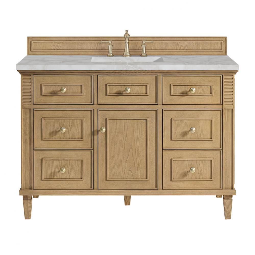 Lorelai 48&apos;&apos; Single Vanity, Light Natural Oak w/ 3 CM Victorian Silver Quartz Top