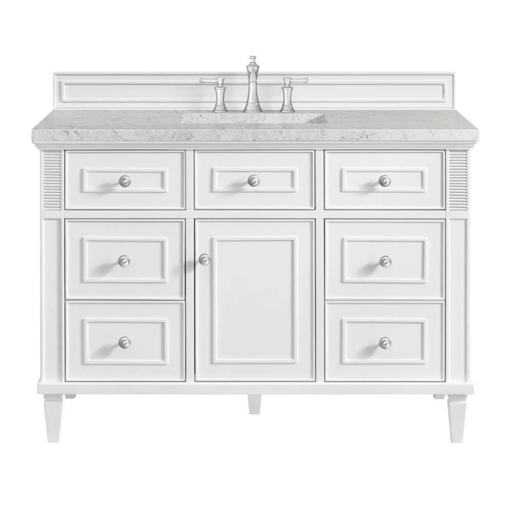 Lorelai 48&apos;&apos; Single Vanity, Bright White w/ 3 CM Eternal Jasmine Pearl Quartz Top