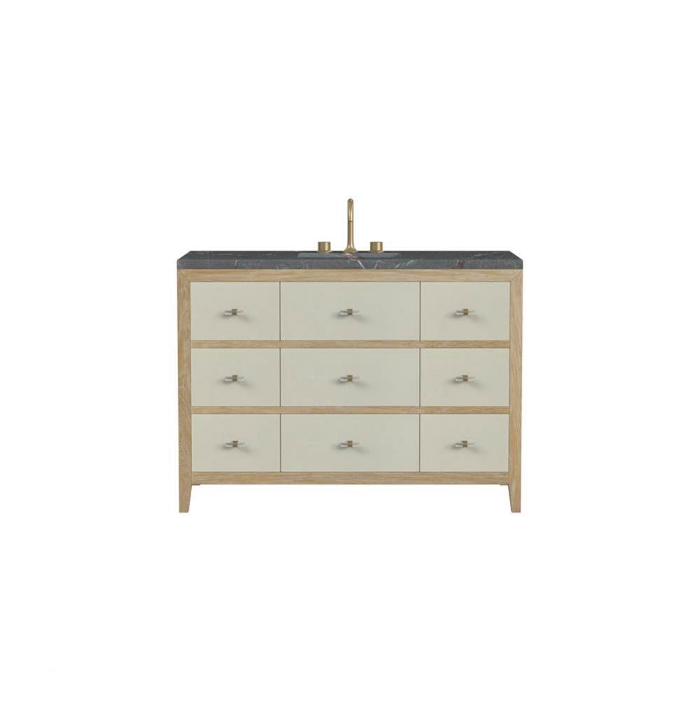 Celeste 48&apos;&apos; Single Vanity, Sunwashed Oak with Embossed Shagreen w/ 3 CM Parisien Blue Q