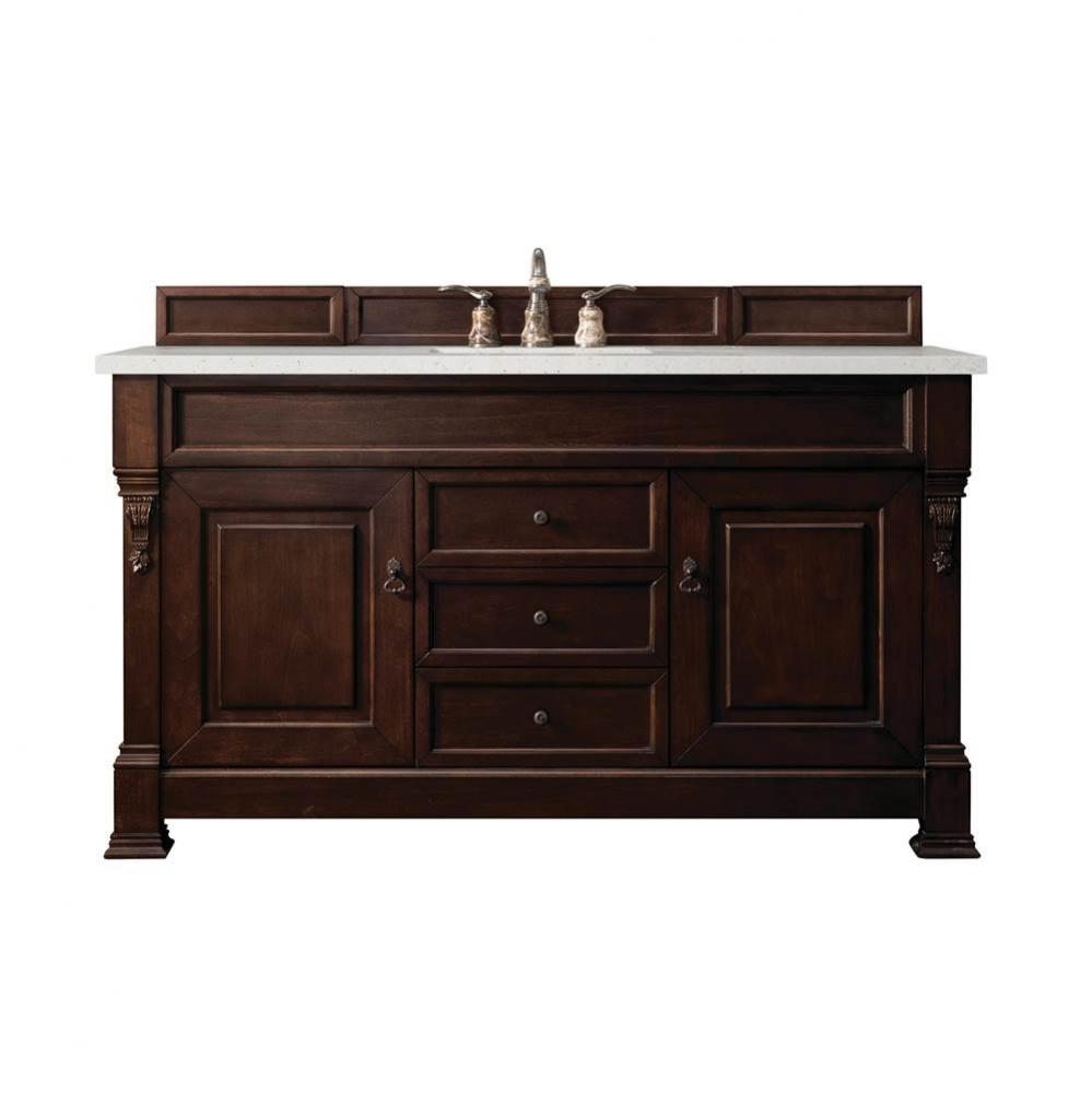 Brookfield 60&apos;&apos; Single Vanity, Burnished Mahogany w/ 3 CM Lime Delight Quartz Top