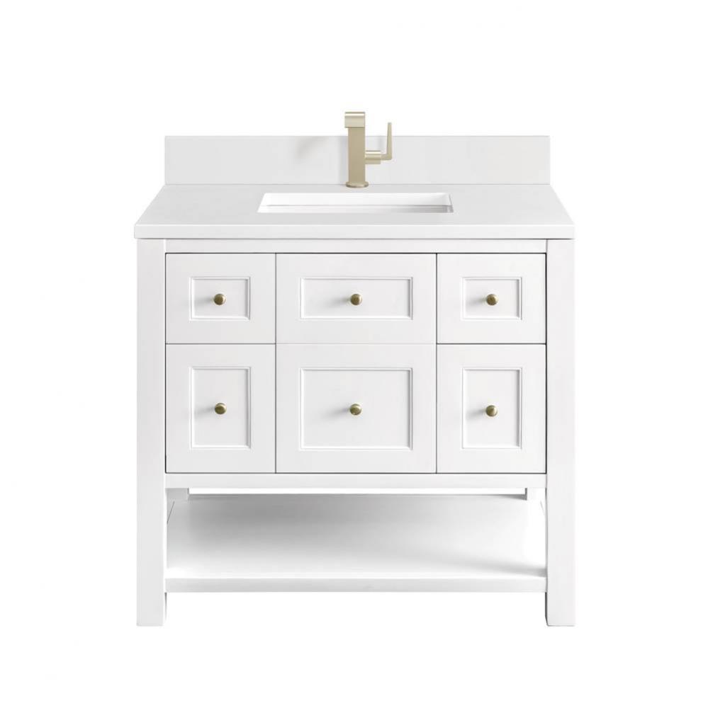 Breckenridge 36&apos;&apos; Single Vanity, Bright White w/ Single Hole 3 CM White Zeus Top &amp; B