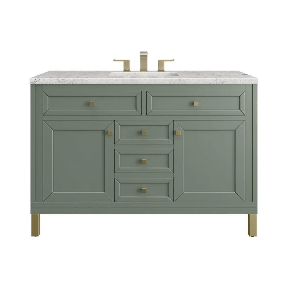 Chicago 48&apos;&apos; Single Vanity, Smokey Celadon w/ 3 CM Eternal Jasmine Pearl Top