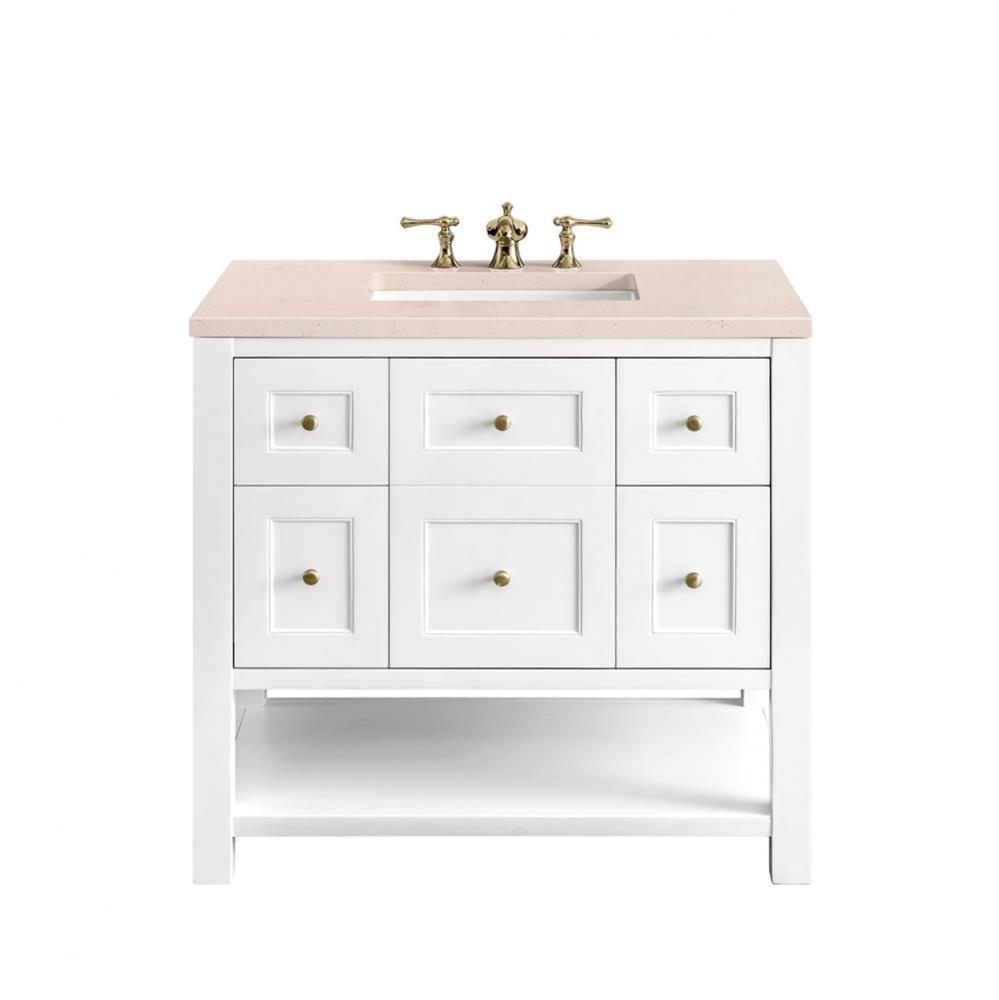 Breckenridge 36&apos;&apos; Single Vanity, Bright White w/ 3 CM Eternal Marfil Top