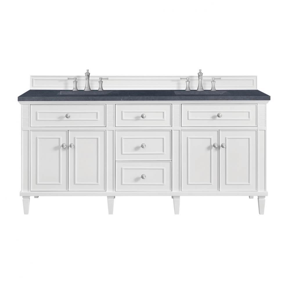 Lorelai 72&apos;&apos; Double Vanity, Bright White w/ 3 CM Charcoal Soapstone Quartz Top