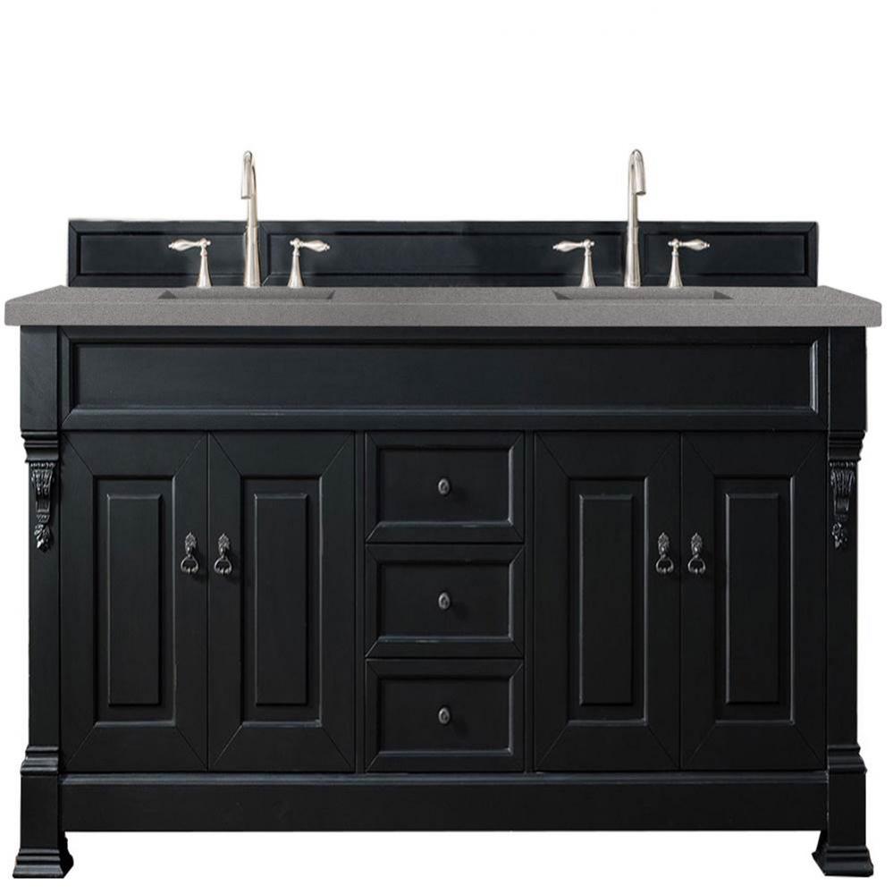 Brookfield 72&apos;&apos; Double Vanity, Antique Black w/ 3 CM Grey Expo Quartz Top