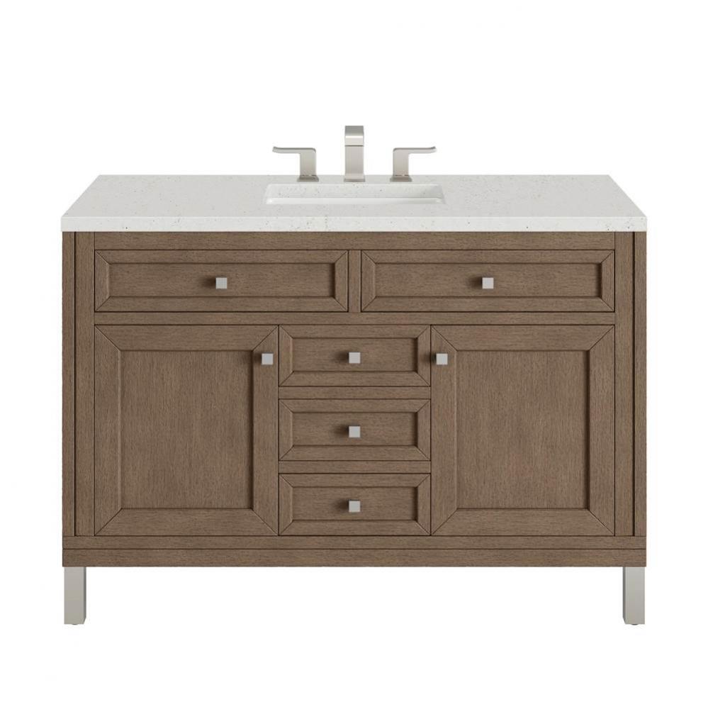 Chicago 48&apos;&apos; Single Vanity, Whitewashed Walnut w/ 3 CM Lime Delight Quartz Top