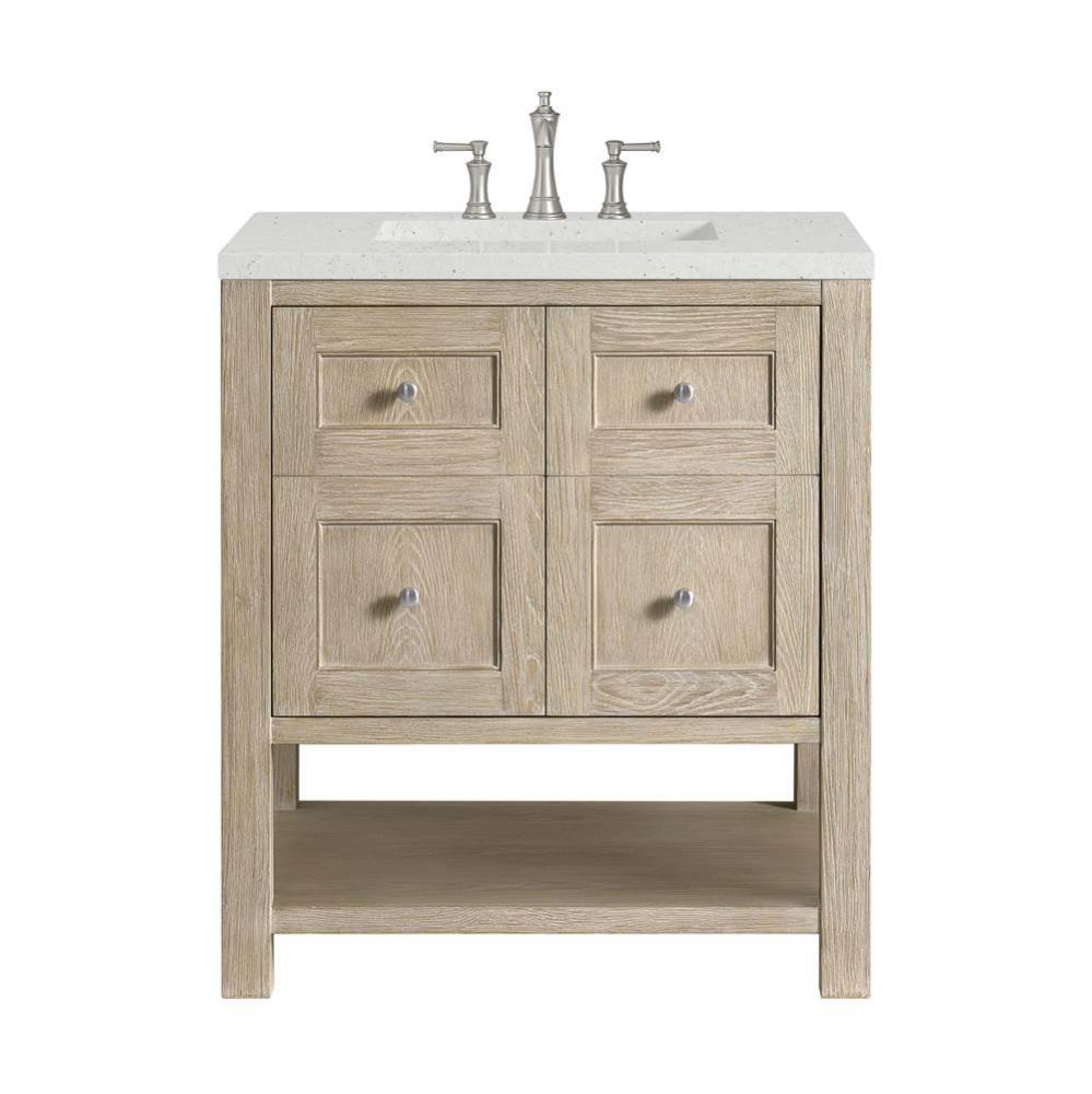 Breckenridge 30&apos;&apos; Single Vanity, Whitewashed Oak w/ 3 CM Lime Delight Quartz Top