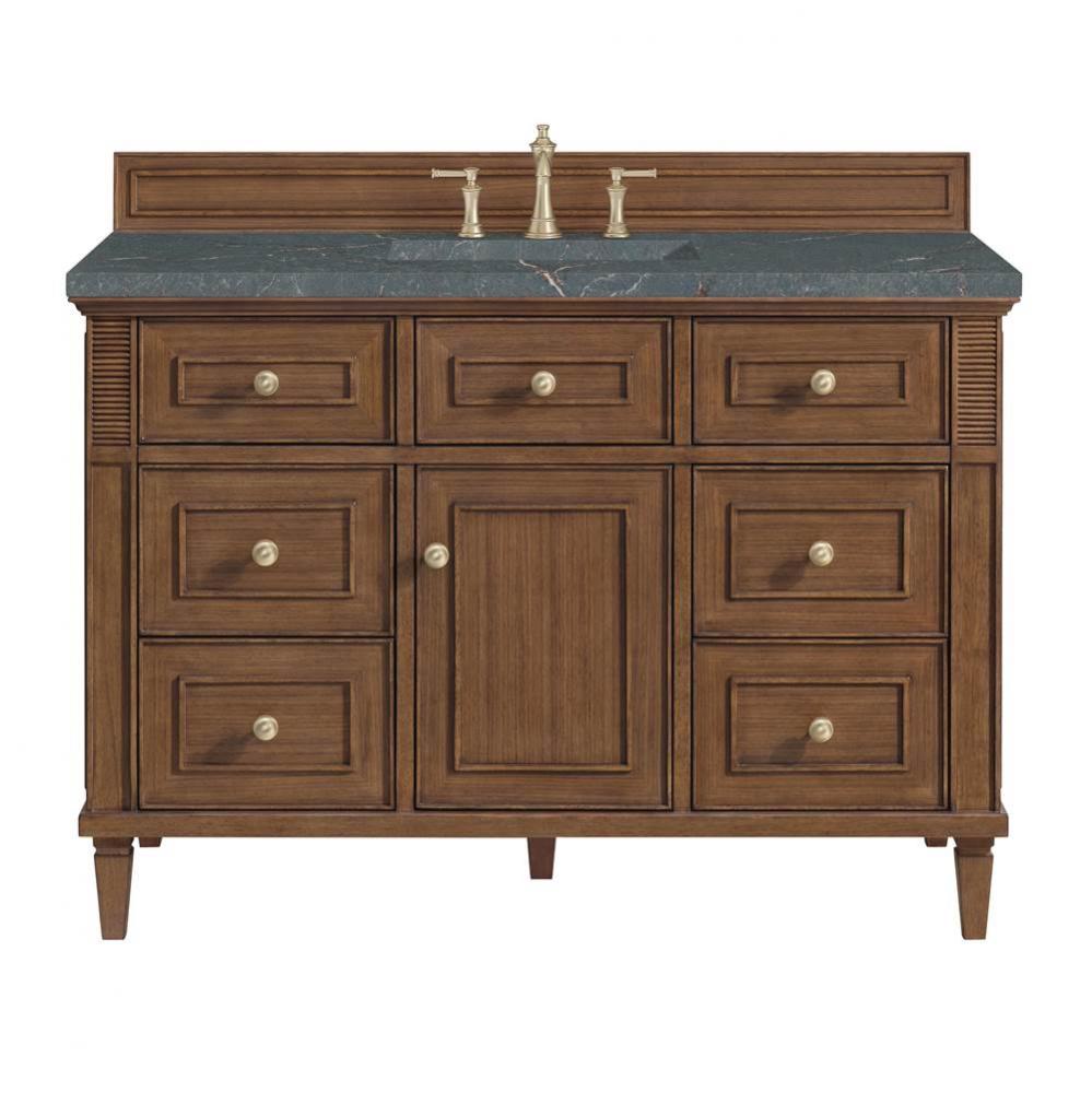 Lorelai 48&apos;&apos; Single Vanity, Mid-Century Walnut w/ 3 CM Parisien Blue Quartz Top