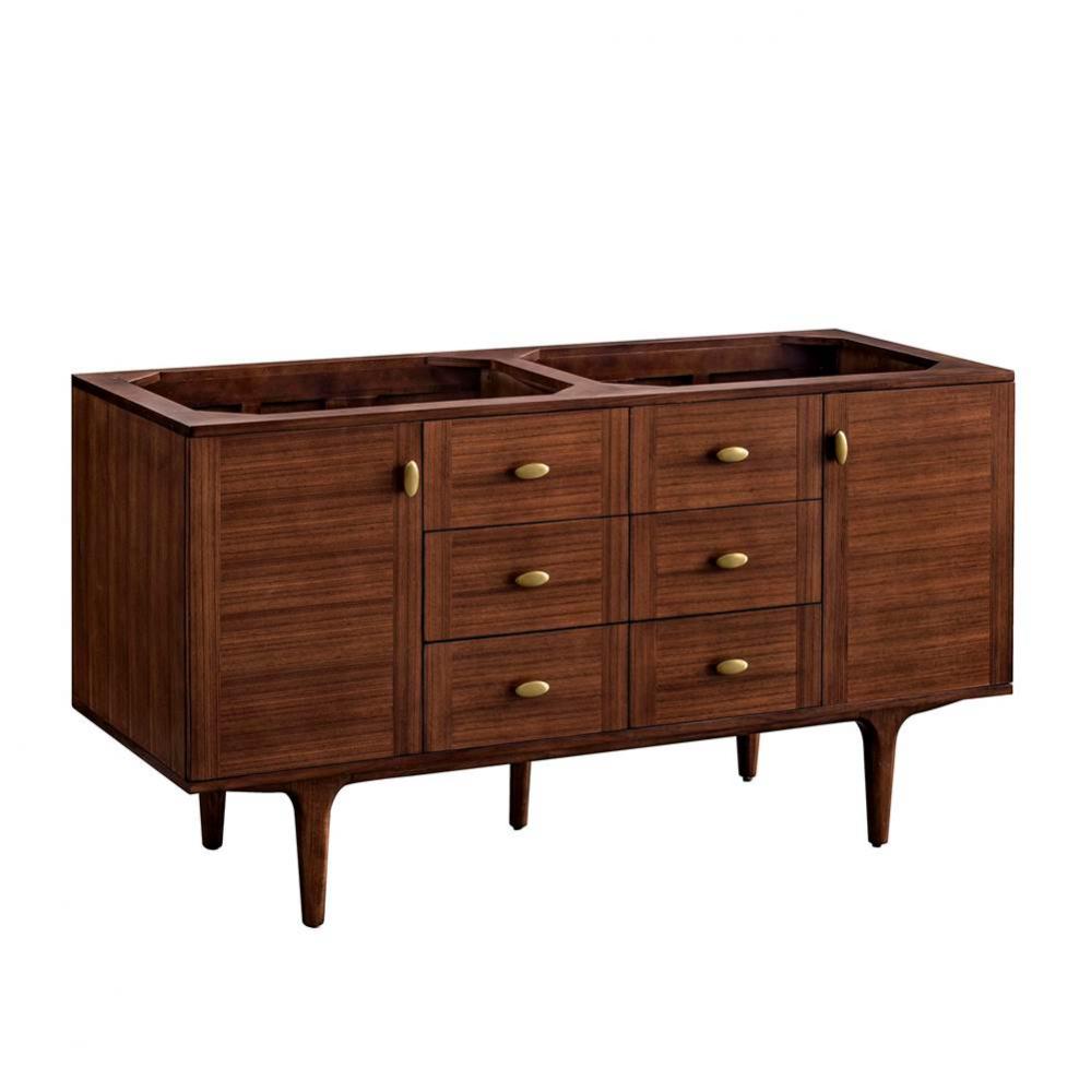 Amberly 60&apos;&apos; Double Vanity Cabinet, Mid-Century Walnut