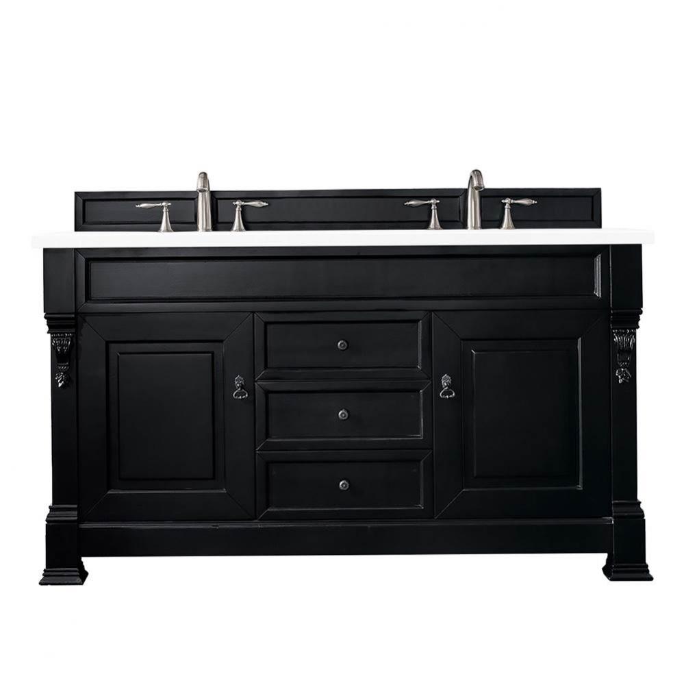 Brookfield 60&apos;&apos; Double Vanity, Antique Black w/ 3 CM White Zeus Quartz Top