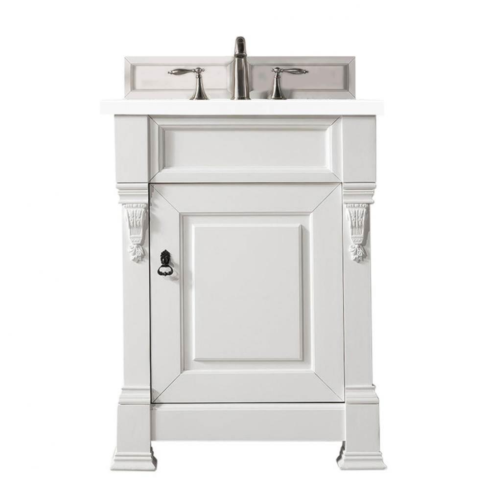 Brookfield 26&apos;&apos; Single Vanity, Bright White w/ 3 CM White Zeus Quartz Top