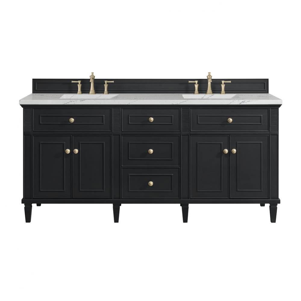 Lorelai 72&apos;&apos; Double Vanity, Black Onyx w/ 3 CM Ethereal Noctis Quartz Top