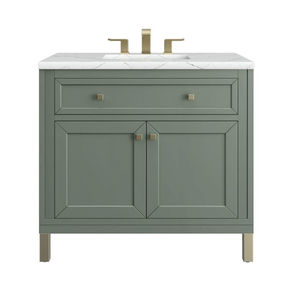 Chicago 36&apos;&apos; Single Vanity, Smokey Celadon w/ 3 CM Ethereal Noctis Top