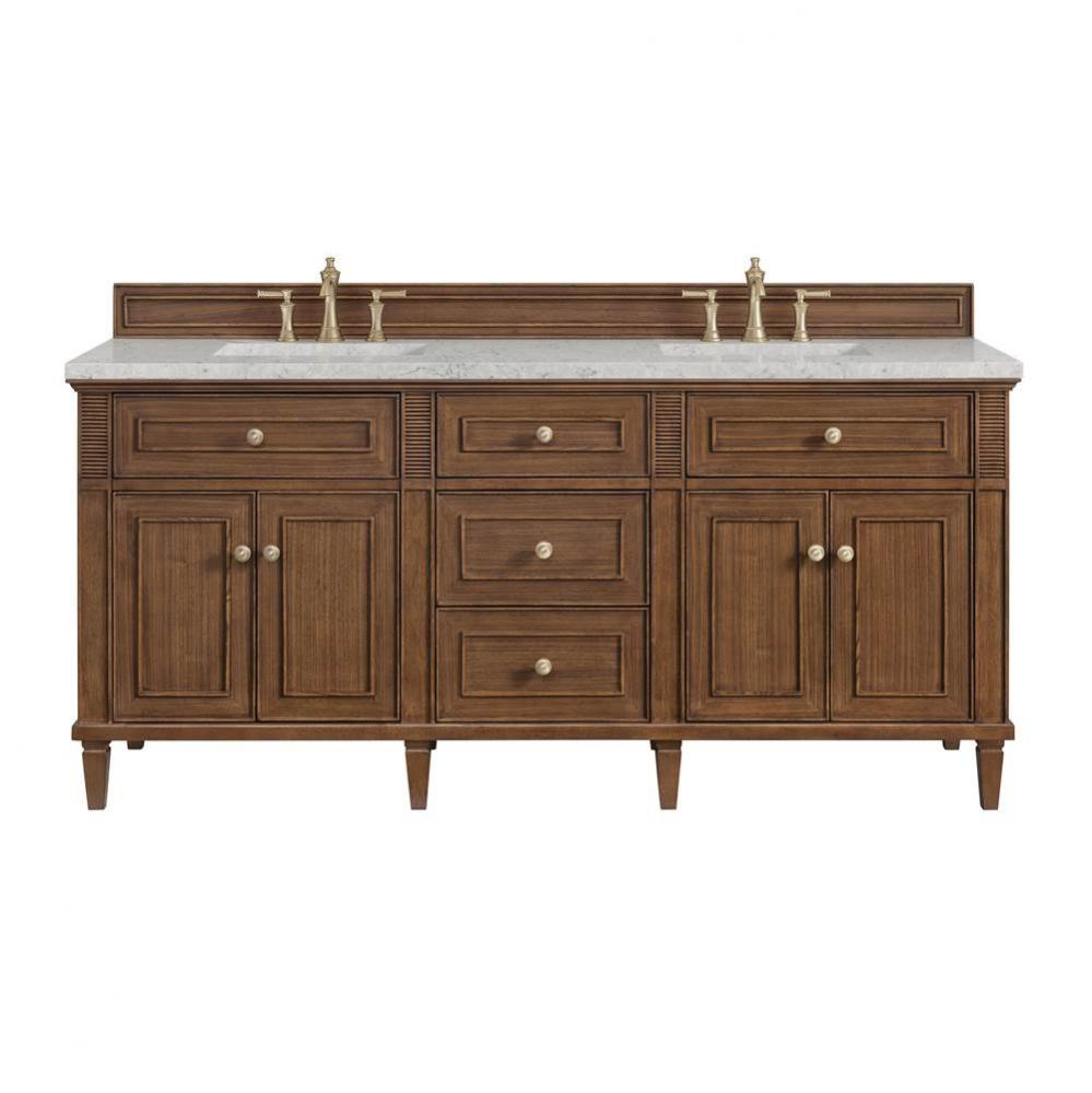 Lorelai 72&apos;&apos;Double Vanity, Mid-Century Walnut w/ 3 CM Eternal Jasmine Pearl Quartz Top