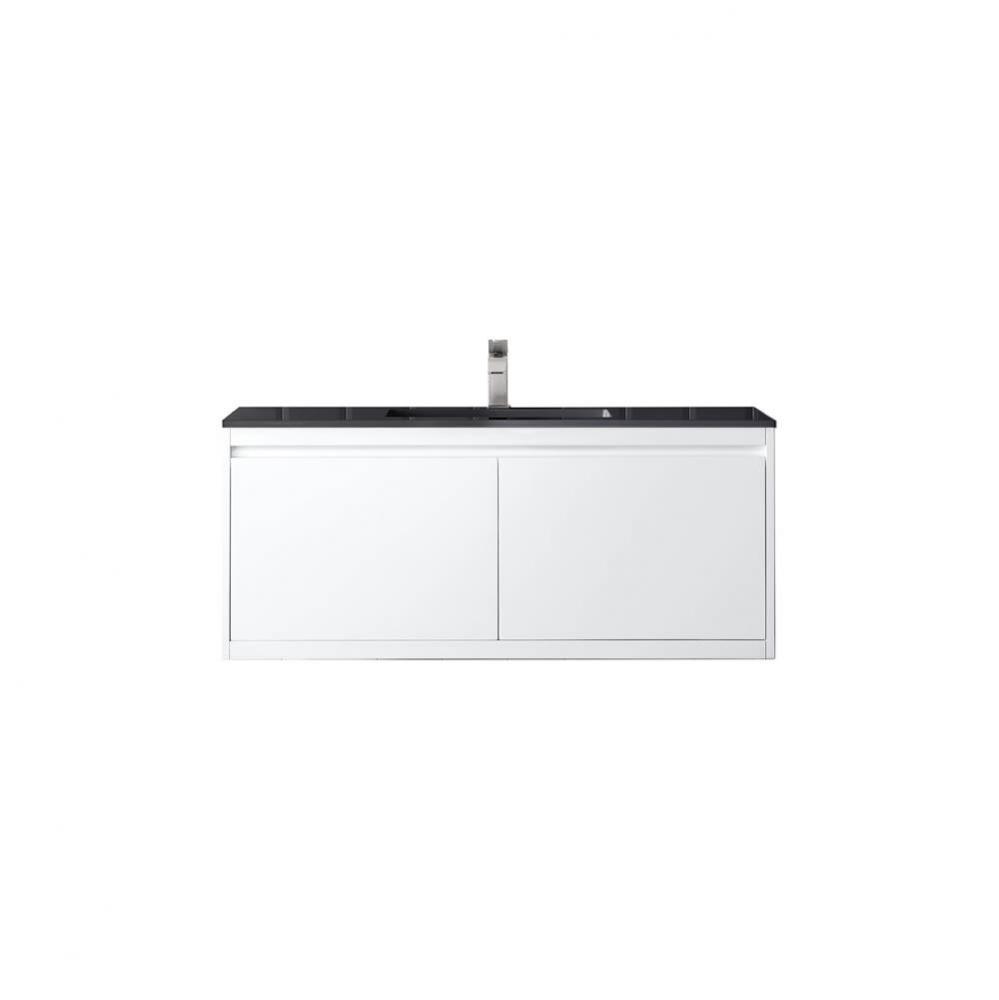 Mantova 47.3&apos;&apos; Single Vanity, Glossy White w/ Charcoal Black Composite Stone Top