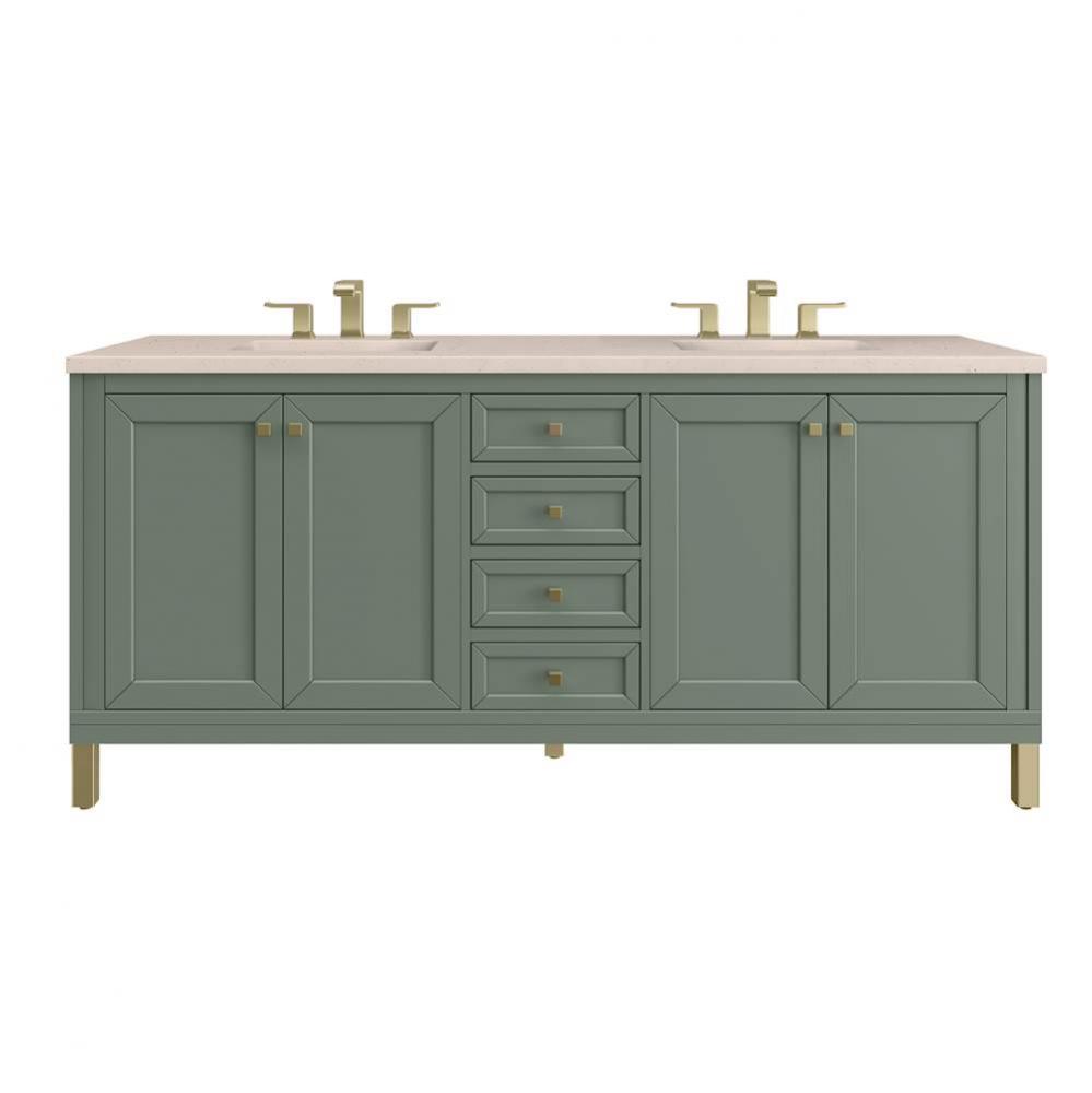 Chicago 72&apos;&apos; Double Vanity, Smokey Celadon w/ 3 CM Eternal Marfil Top