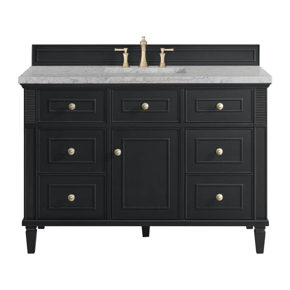 Lorelai 48&apos;&apos; Single Vanity, Black Onyx w/ 3 CM Eternal Jasmine Pearl Quartz Top