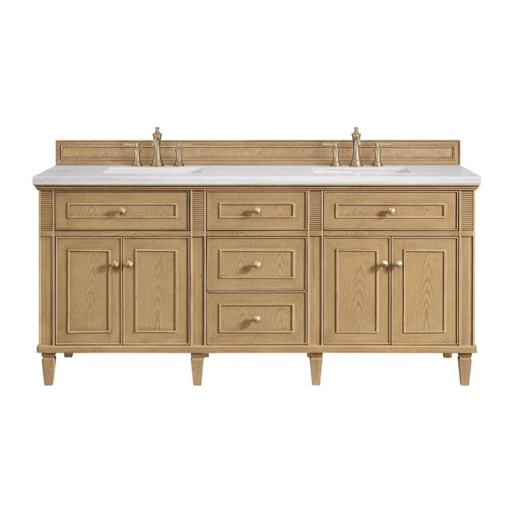 Lorelai 72&apos;&apos; Double Vanity, Light Natural Oak w/ 3 CM Arctic Fall Solid Surface Top