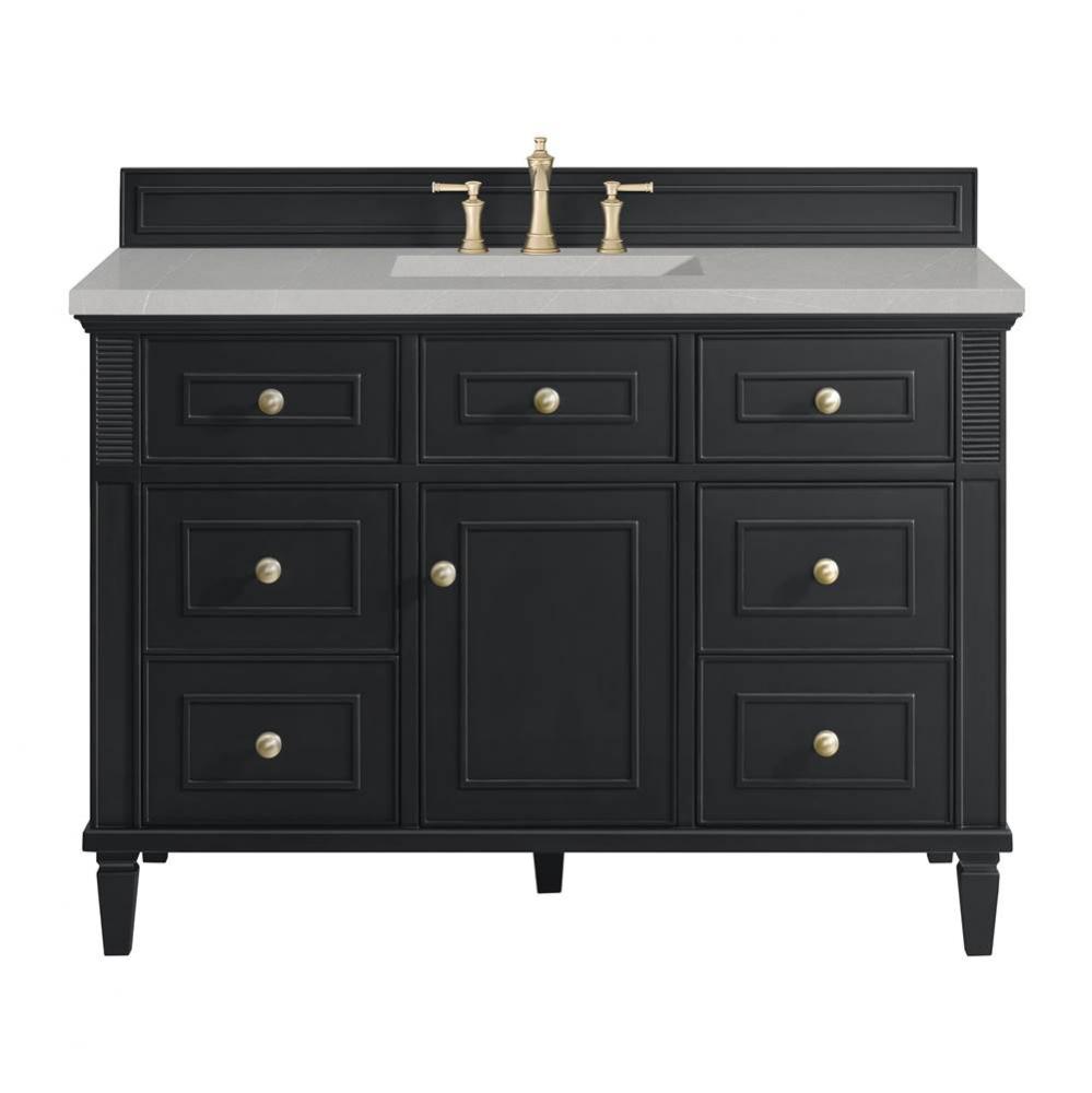 Lorelai 48&apos;&apos; Single Vanity, Black Onyx w/ 3 CM Eternal Serena Quartz Top