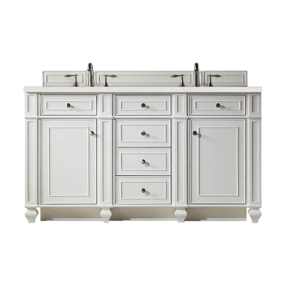 Bristol 60&apos;&apos; Double Vanity, Bright White w/ 3 CM Lime Delight Quartz Top