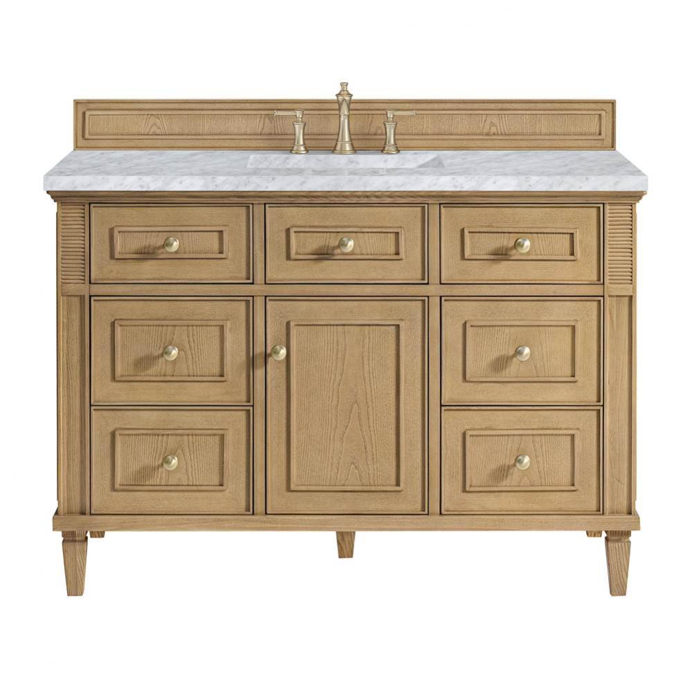 Lorelai 48&apos;&apos; Single Vanity, Light Natural Oak w/ 3 CM Carrara White Marble Top