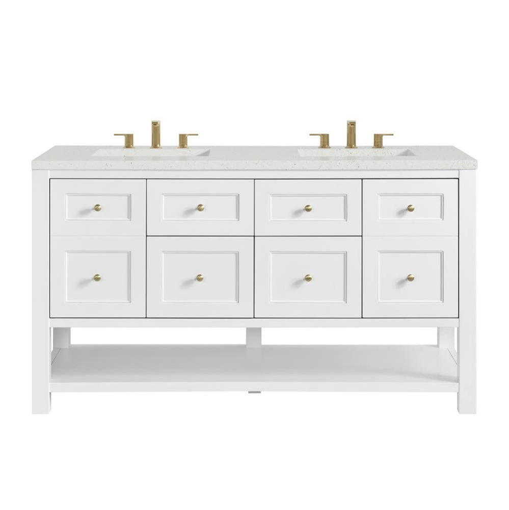 Breckenridge 60&apos;&apos; Double Vanity, Bright White, w/ 3 CM Lime Delight Quartz Top