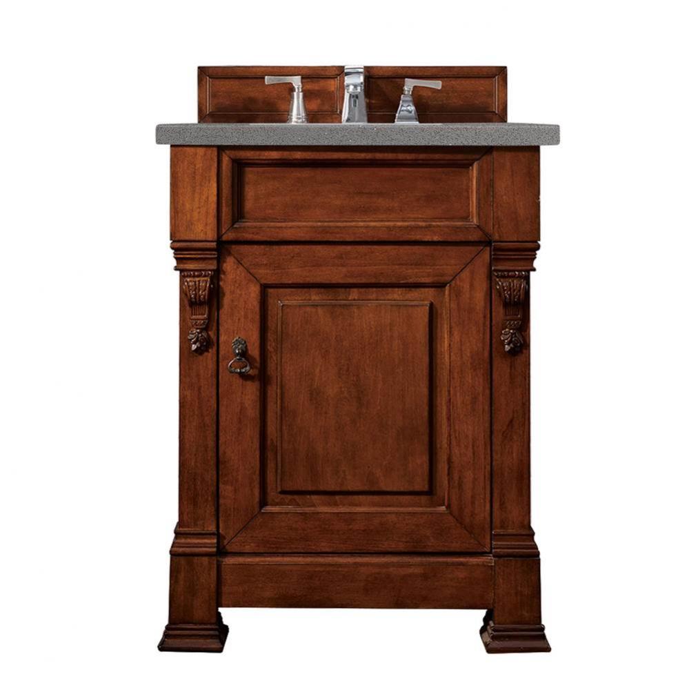 Brookfield 26&apos;&apos; Single Vanity, Warm Cherry w/ 3 CM Grey Expo Quartz Top