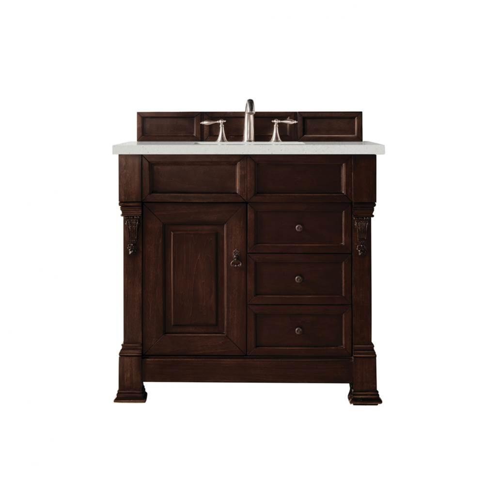 Brookfield 36&apos;&apos; Single Vanity, Burnished Mahogany w/ 3 CM Lime Delight Quartz Top