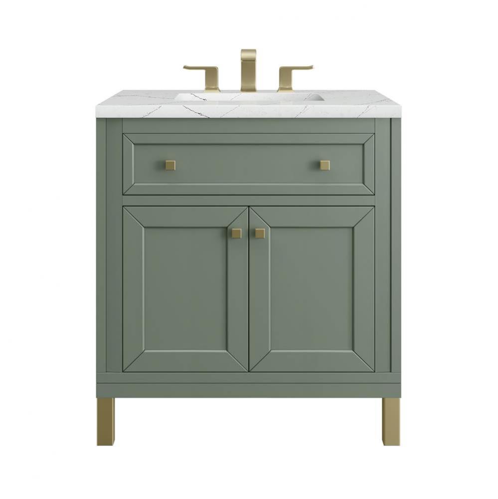 Chicago 30&apos;&apos; Single Vanity, Smokey Celadon w/ 3 CM Ethereal Noctis Top