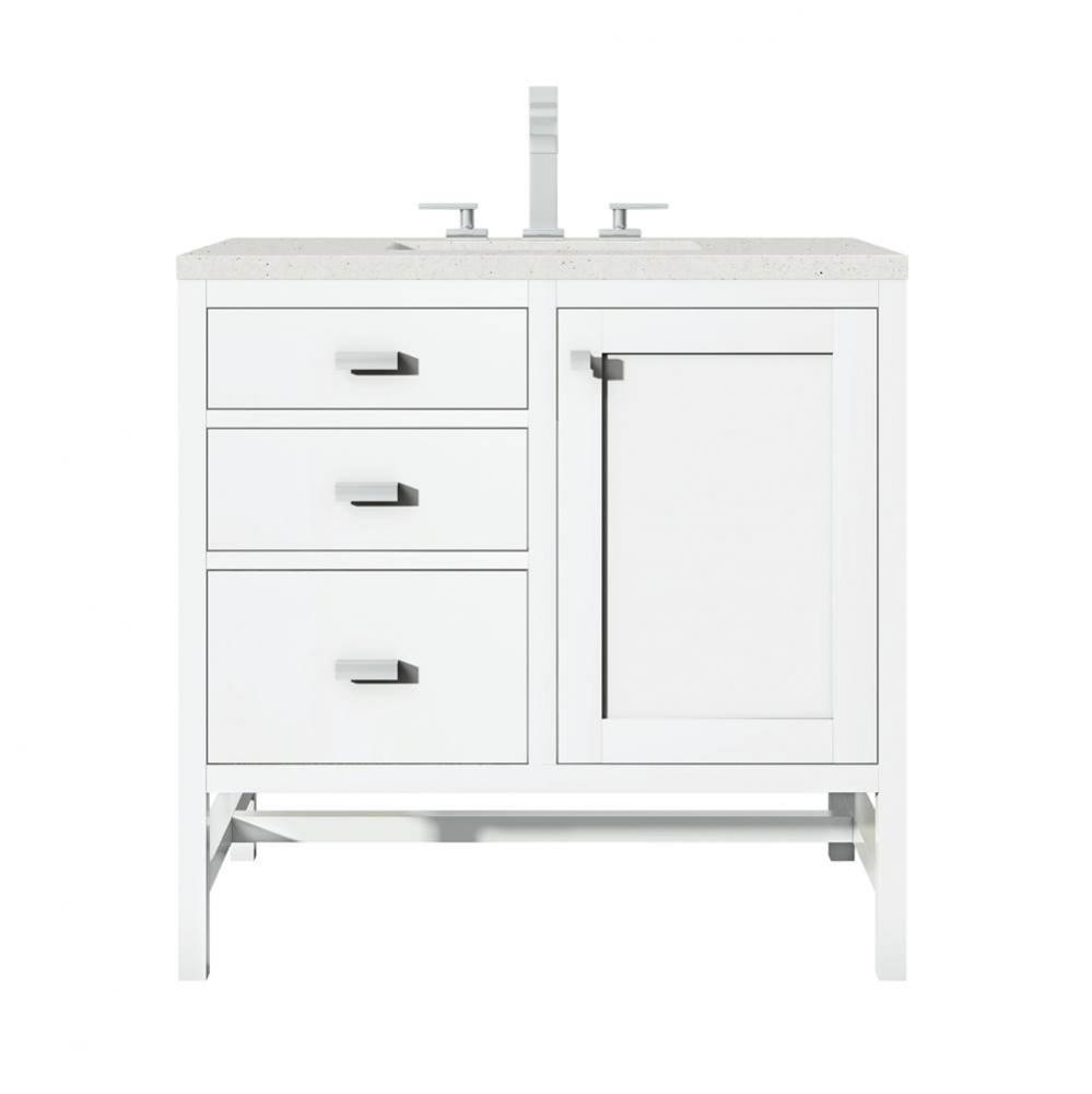 Addison 36&apos;&apos; Single Vanity, Glossy White w/ 3 CM Lime Delight Quartz Top