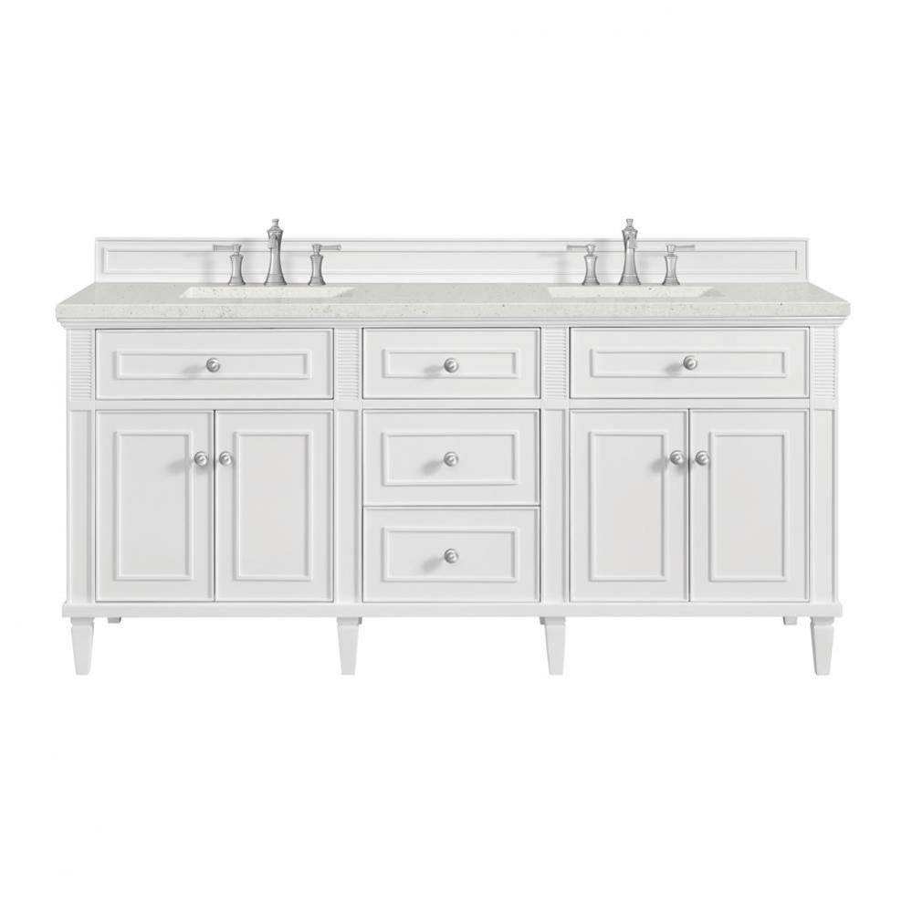 Lorelai 72&apos;&apos; Double Vanity, Bright White w/ 3 CM Lime Delight Quartz Top