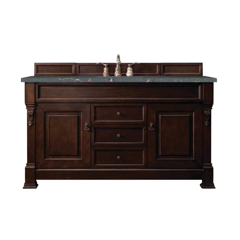 Brookfield 60&apos;&apos; Single Vanity, Burnished Mahogany w/ 3 CM Parisien Bleu Quartz Top