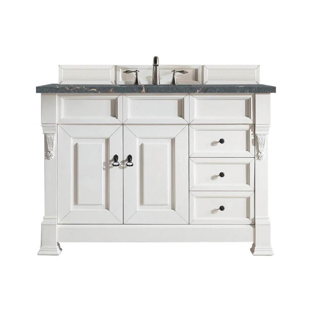 Brookfield 48&apos;&apos; Single Vanity, Bright White w/ 3 CM Parisien Bleu Quartz Top