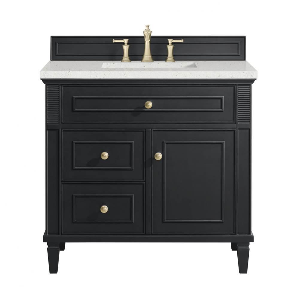 Lorelai 36&apos;&apos; Single Vanity, Black Onyx w/ 3 CM Lime Delight Quartz Top