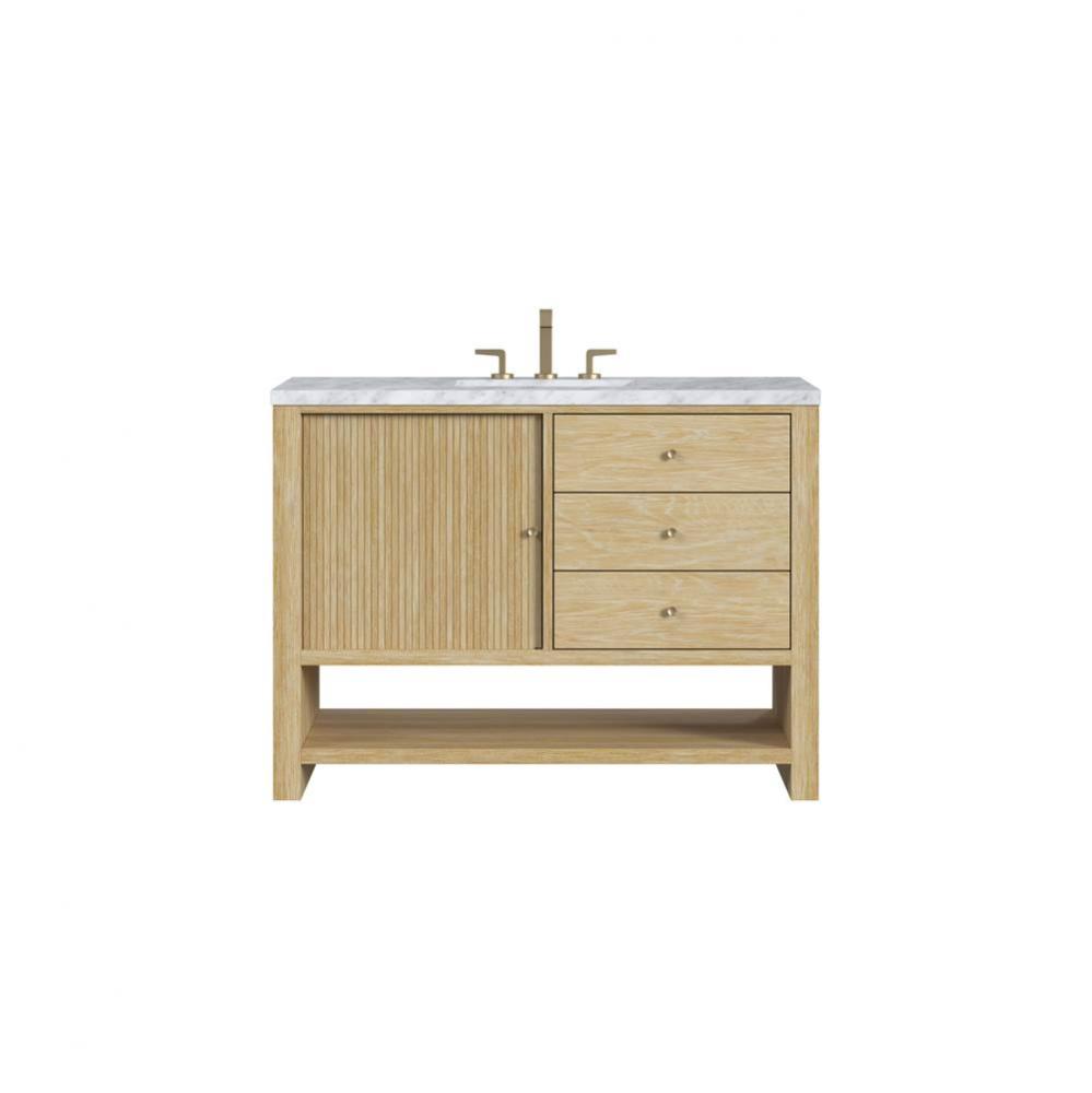 Marigot Single 48&apos;&apos; Single Vanity, Sunwashed Oak w/ 3 CM Carrara White Marble Top