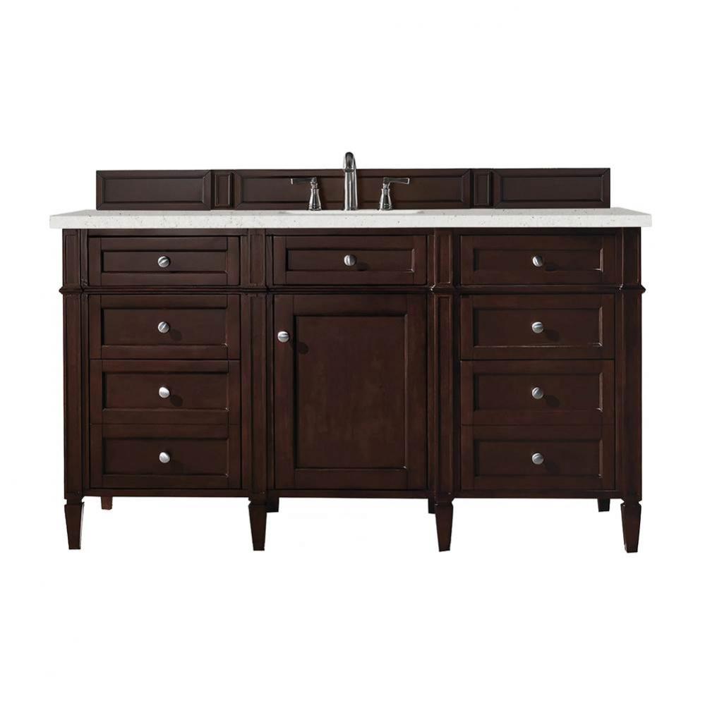 Brittany 60&apos;&apos; Single Vanity, Burnished Mahogany w/ 3 CM Lime Delight Quartz Top