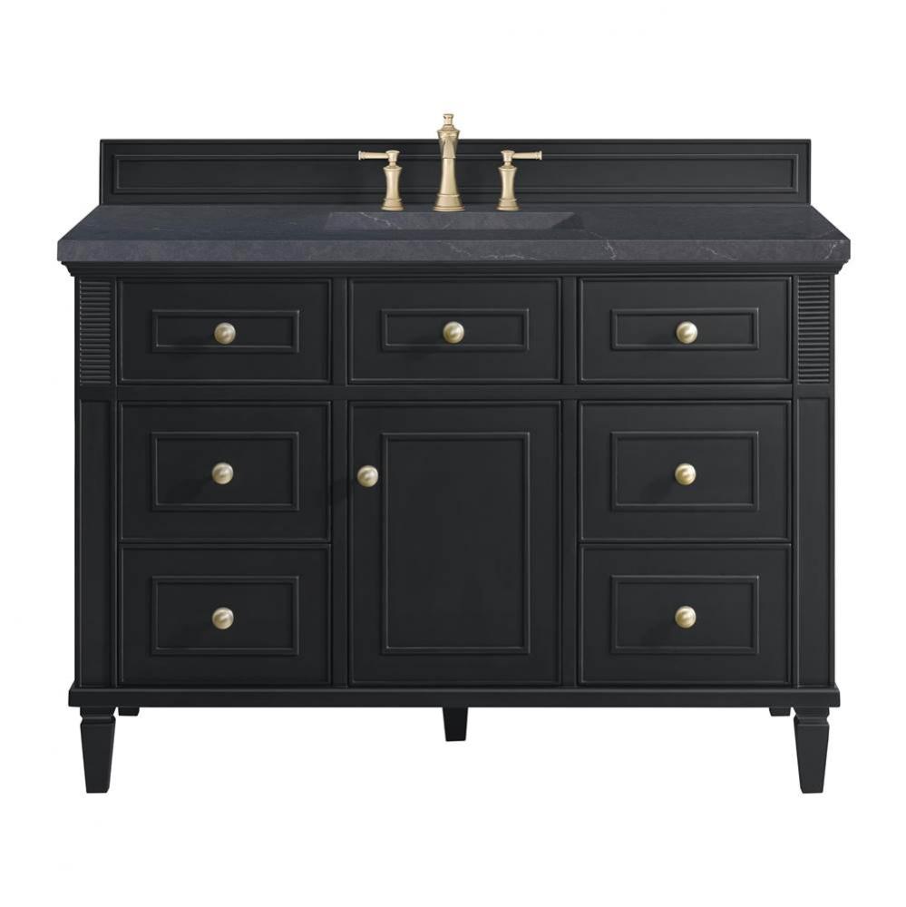 Lorelai 48&apos;&apos; Single Vanity, Black Onyx w/ 3 CM Charcoal Soapstone Quartz Top