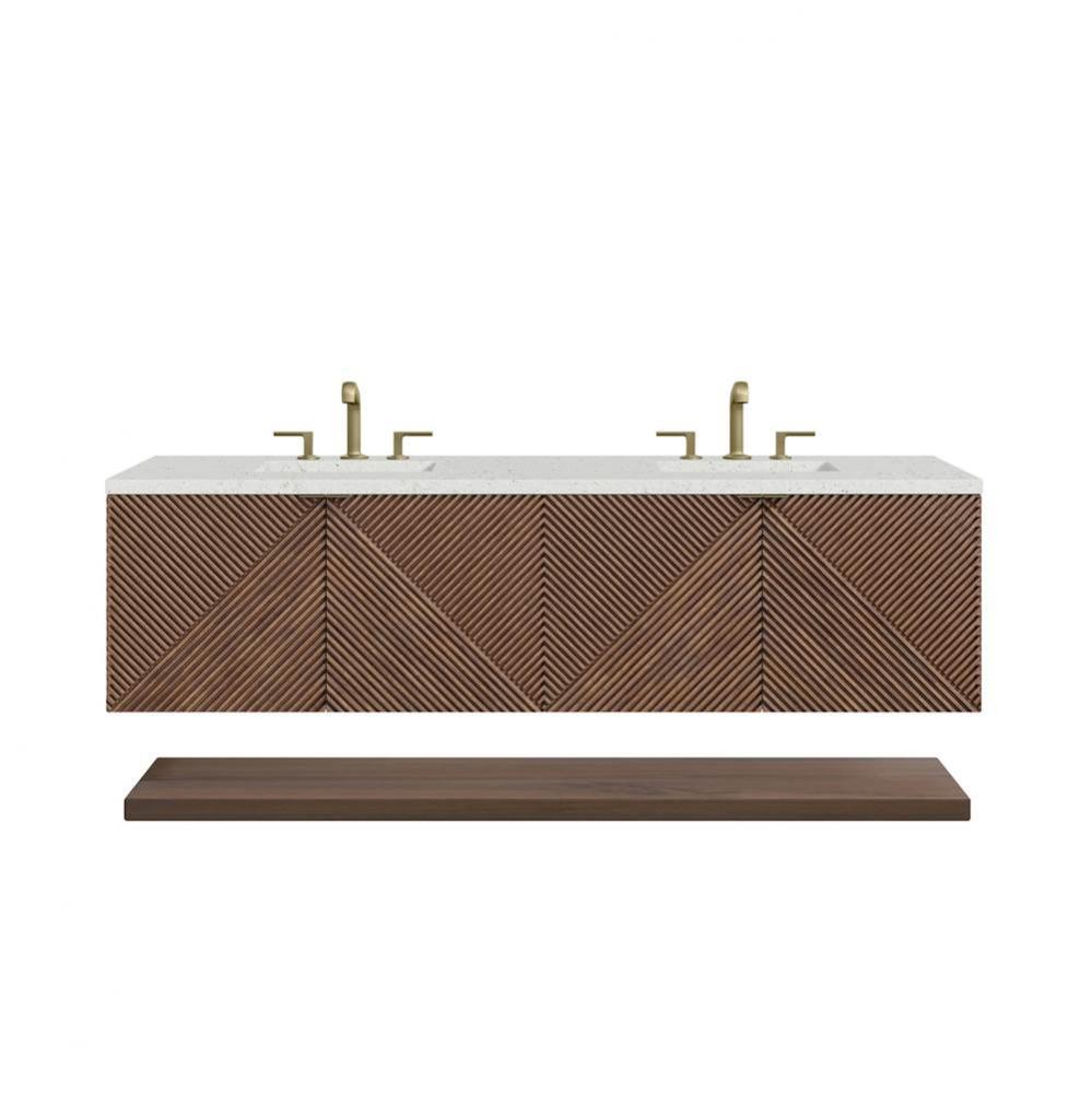 Marcello 72&apos;&apos; Double Vanity, Chestnut w/ 3 CM Lime Delight Top