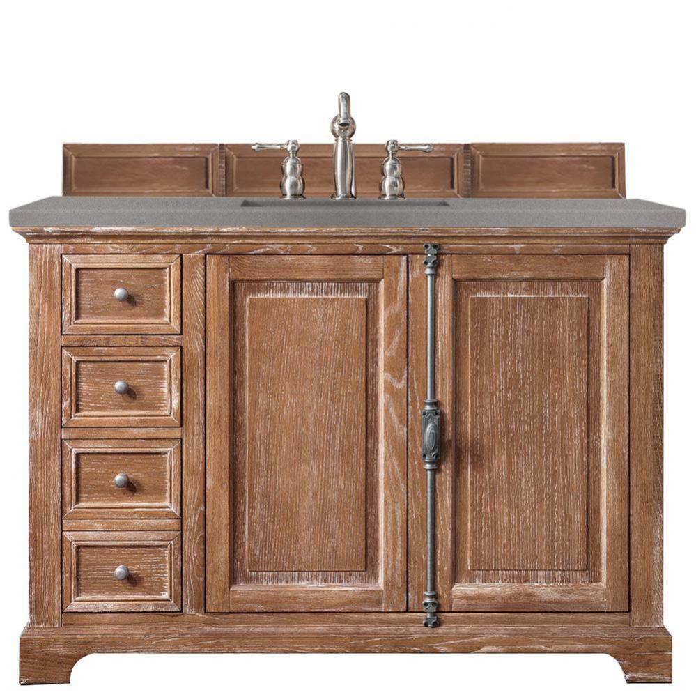 Providence 48&apos;&apos; Single Vanity Cabinet, Driftwood, w/ 3 CM Grey Expo Quartz Top