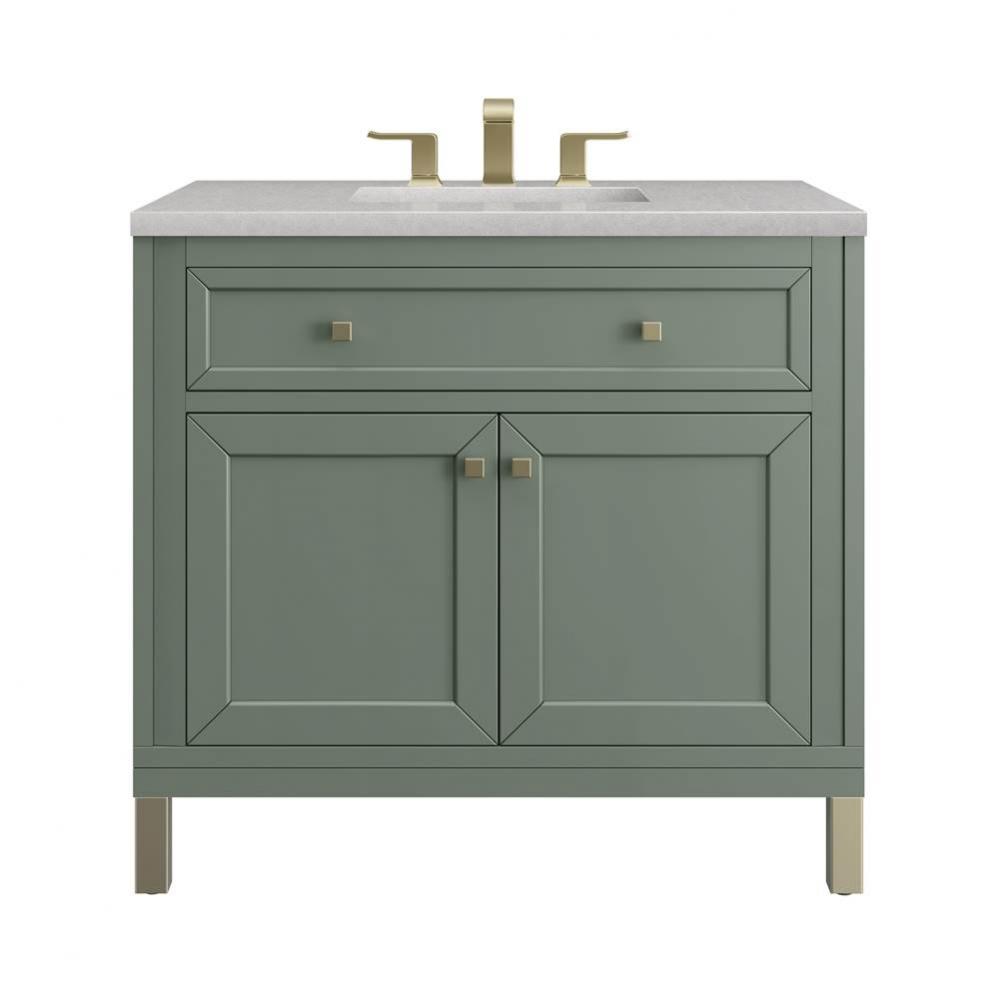 Chicago 36&apos;&apos; Single Vanity, Smokey Celadon w/ 3 CM Eternal Serena Top