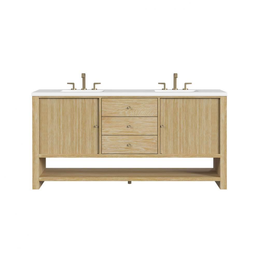 Marigot Single 72&apos;&apos; Double Vanity, Sunwashed Oak w/ 3 CM White Zeus Quartz Top