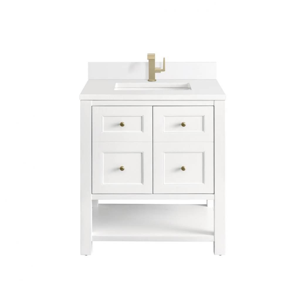 Breckenridge 30&apos;&apos; Single Vanity, Bright White w/ Single Hole 3 CM White Zeus Top &amp; B