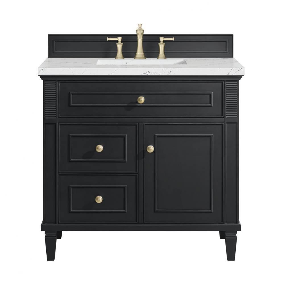 Lorelai 36&apos;&apos; Single Vanity, Black Onyx w/ 3 CM Ethereal Noctis Quartz Top