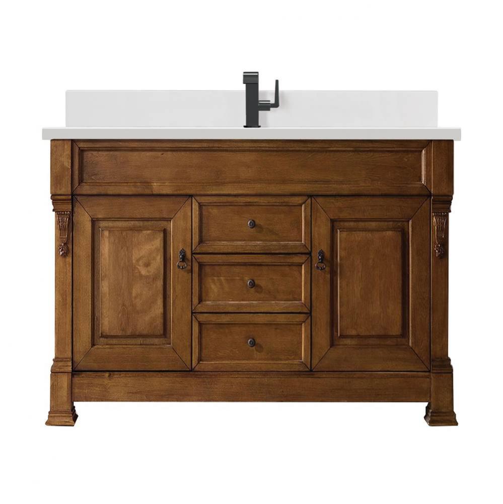 Brookfield 60&apos;&apos; Single Vanity, Country Oak w/ Single Hole 3 CM White Zeus Quartz Top &am