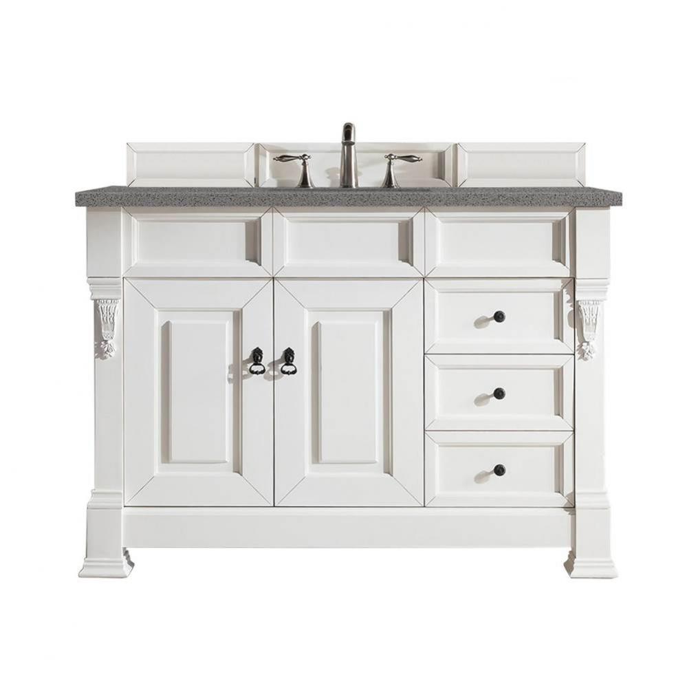 Brookfield 48&apos;&apos; Single Vanity, Bright White w/ 3 CM Grey Expo Quartz Top