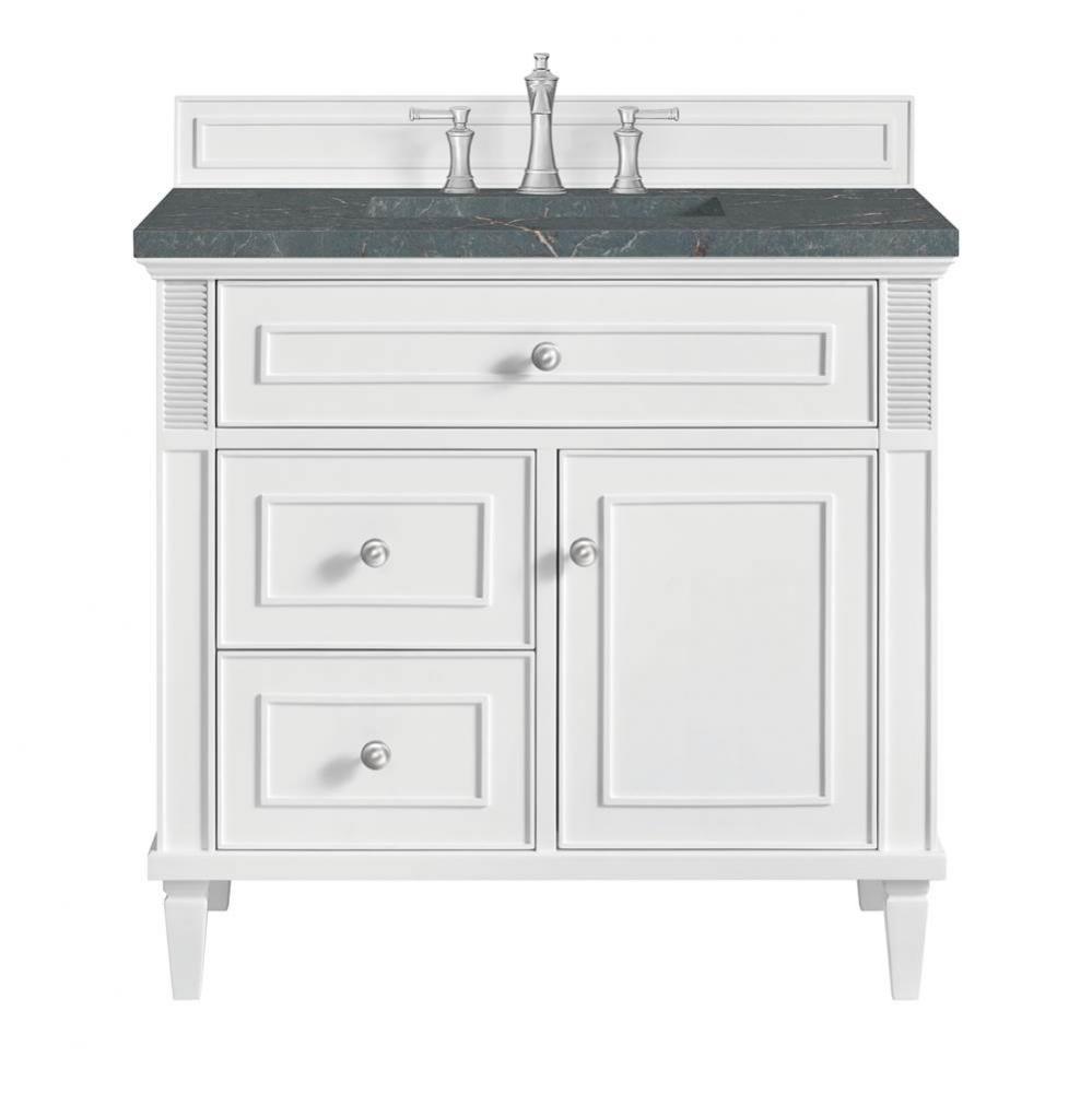 Lorelai 36&apos;&apos; Single Vanity, Bright White w/ 3 CM Parisien Blue Quartz Top