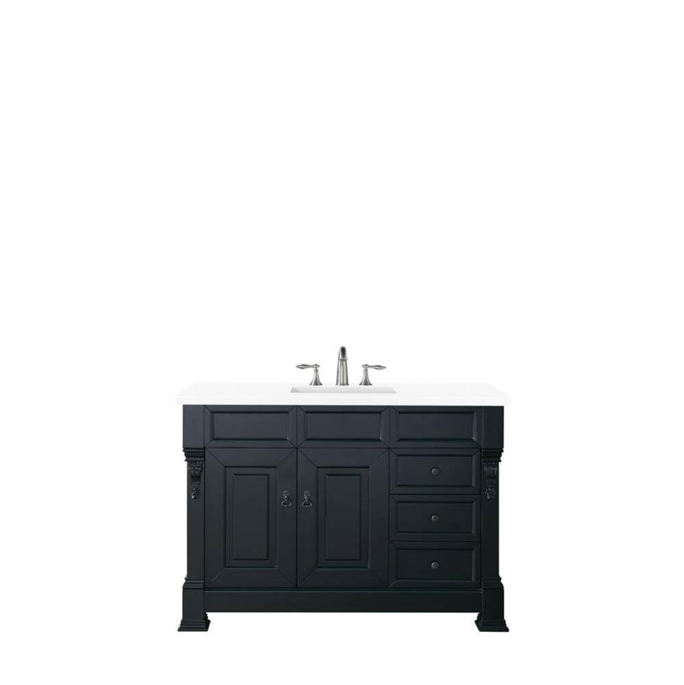 Brookfield 48&apos;&apos; Single Vanity, Antique Black w/ 3 CM White Zeus Quartz Top