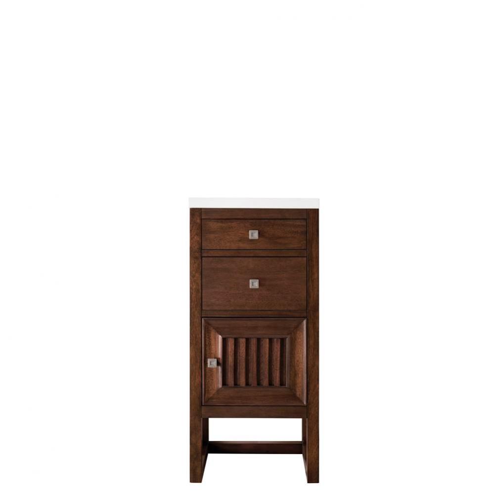 Athens 15&apos;&apos; Cabinet w/ Drawers &amp; Door, Mid Century Acacia w/ 3 CM Classic White Quar