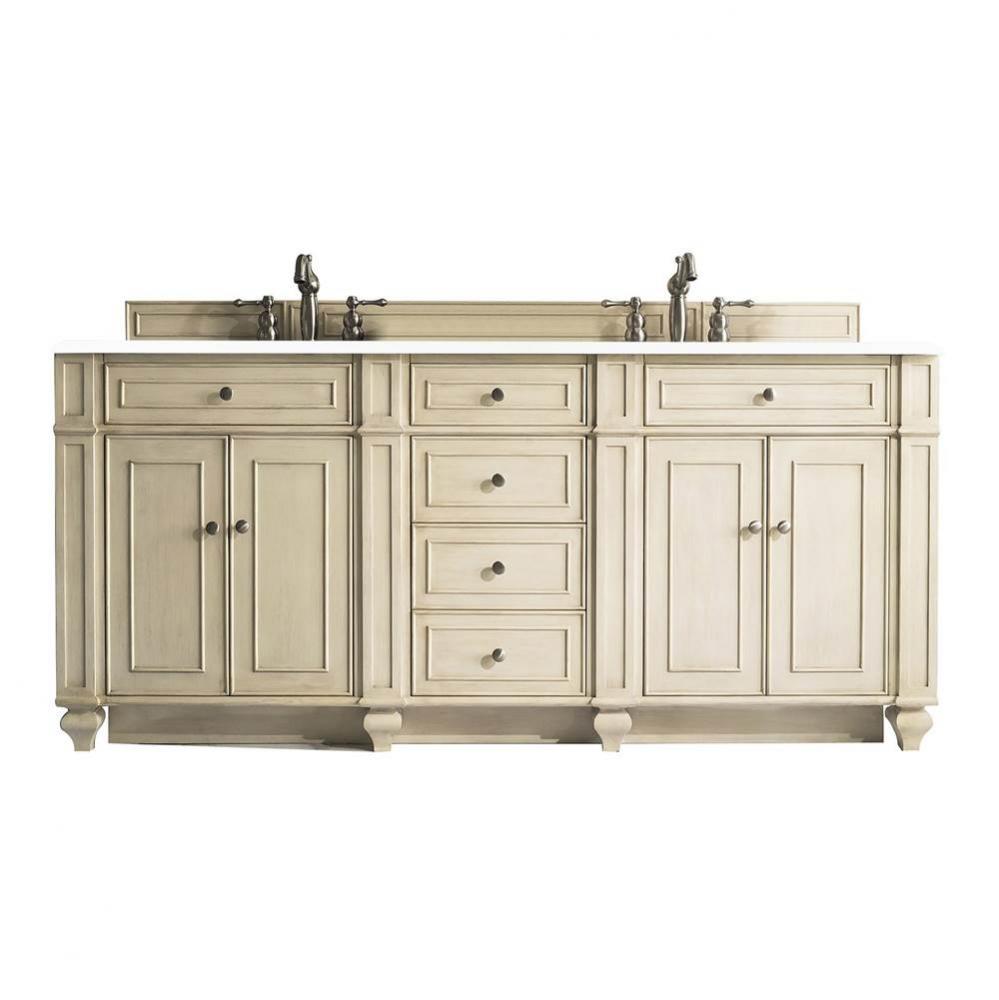 Bristol 72&apos;&apos; Double Vanity, Vintage Vanilla, w/ 3 CM White Zeus Quartz Top